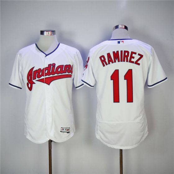 Men Cleveland Indians 11 Jose Ramirez White EliteMLB Jerseys
